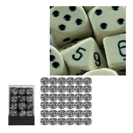 Childrens Toyshop  Third Party New : Chessex 25800 - Würfelset opaque elfenbein/schwarz, 36 6-seitige Würfel (12mm)