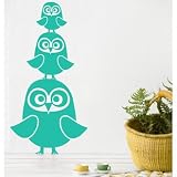 Ferm Living Three Owls Vinyl Wall Sticker - Turquoise