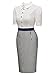 Miusol Women's Business Polo Neck Contrast stripe Short Sleeve Fitted Pencil Dress