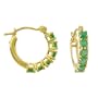 14k Yellow Gold Emerald Mini Hoop Earrings
