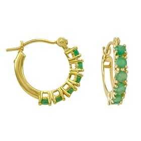 Buy 14k Yellow Gold Emerald Mini Hoop Earrings by Amazon.com Collection