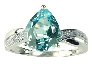 Bague - Z - RD9438 - Anillo de mujer de oro blanco (9k) con 13 topacios (talla: 15.5)