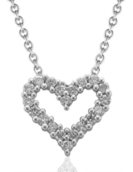 14K White Gold Diamond Heart Pendant Necklace (GH, I1-I2, 0.50 carat)