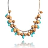 Cluster Necklace with Olive Wood and Turquoise