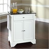 Crosley Furniture LaFayette Black Granite Top Kitchen Island in White
