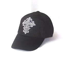 Silver Gothic Cross Rhinestone Black Baseball Hat Cap