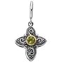14K Yellow Gold and Sterling Silver 4 MM Peridot Cross Charm
