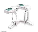 Cufflinks, 'Green Geometry' 0.6 W 0.8 L