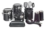 Oggi 8 Piece Ceramic Kitchen Counter Set, Black