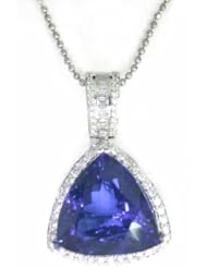 18K White Gold Tanzanite and Diamond Pendant -- LIFETIME WARRANTY