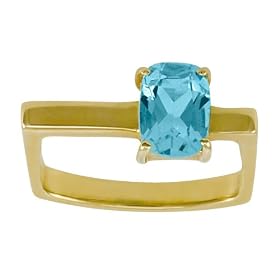 10k Yellow Gold Emerald-Cut Blue Topaz Ring by Amazon.com Collection