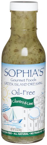 Sophia's Gourmet Foods Greek Island Dressing Oil-Free Cilantro & Lime, 12-Ounces Bottles (Pack of 6)