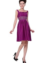 Chiffon Spaghetti Strap Knee Length Evening Dress/Mother-of-the-Bride Dress 