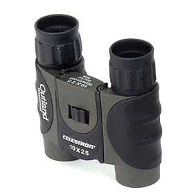 Click here to buy Celestron Outland 10X25 Compact Waterproof Binoculars with Rubber Covering and Comfort... by Celestron.