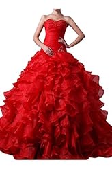 Strapless  Natural   Waistline Organza Lace-Up  Beaded  Ball Gown Quinceanera Dress  With Ruffles