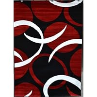 1062 Red Black 5'2x7'2 Area Rugs Carpet Modern Abstract New