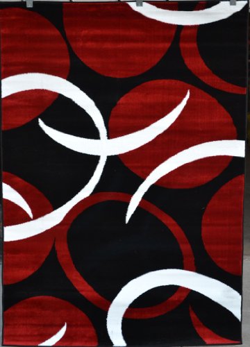 1062 Red White Black 9'2x12'6 Area Rug Abstract Carpet On Sale