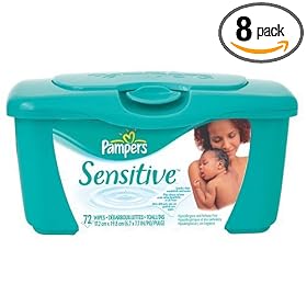 Pampers Baby Wipes in One-Touch Tubs, Sensitive, 72-Count Tubs (Pack of 8) (576 Wipes)