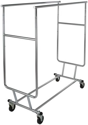 Adjustable Double Rolling Garment Rack - Chrome