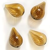 Hand Blown Glass Fat Drop Beads 25mm Brown Caramel Swirl (4)