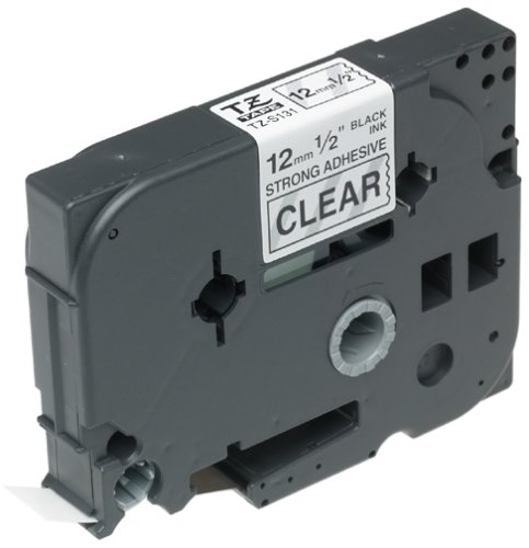 Brother 1/2 Inch x 26.2 Feet Black on Clear Tape with Super Strong Adhesive (TZ-S131)