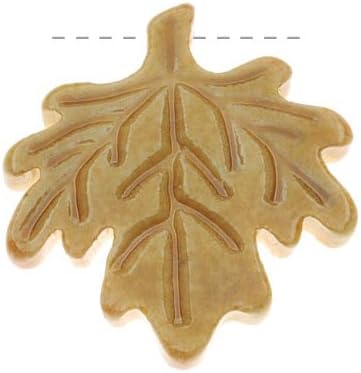 Clay River Designs Porcelain Pendant, 25x27mm Glazed Maple Leaf, 1 Piece, Golden Honey