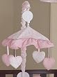 Vintage French Pink Toile Musical Baby Crib Mobile