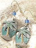 Silver Forest Teal Palm Tree Dangle Earrings MULTI