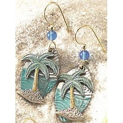 Silver Forest Teal Palm Tree Dangle Earrings MULTI by 