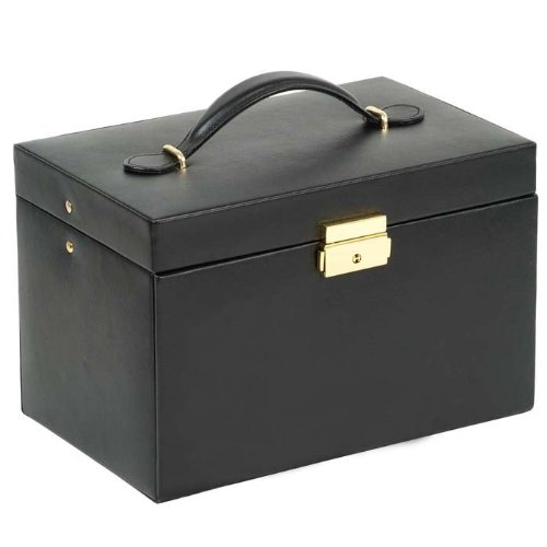 Wolf Designs 280002 Heritage Black Large Jewelry Case with Three Drawers Jewelry-Box