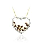 4194YyodiBL. SL160  18K Gold Over Sterling Silver Garnet Cluster & Diamond Accent Open Heart Slide Pendant