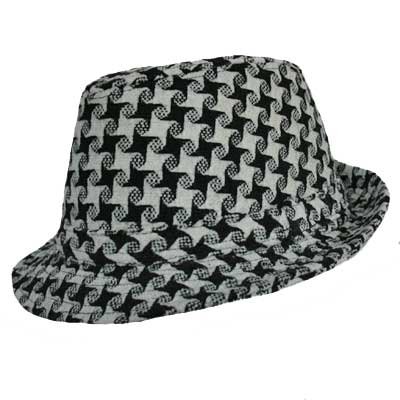 Big Check Black & White Trilby Stingy Brim Fedora Hat