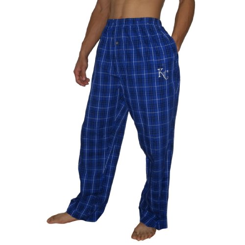 Mens MLB Kansas City Royals Plaid Finest Thermal Sleepwear / Pajama Pants - Blue (Size: L)
