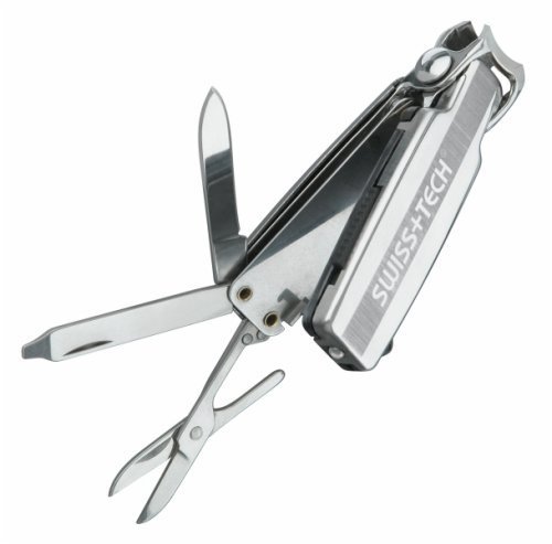 Swiss+Tech SCCSSS Smart Clip KeyChain Nail Clippers with LED Flashlight and Knife