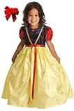 2 Item Bundle: Little Adventures Snow White Princess Dress Up Costume + Hair Bow- Girls Size 5-7- Machine Washable!