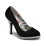 4 1/2 Inch Rhinestone Heel Pump Shoe Black Satin Sexy Shoe