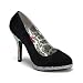 4 1/2 Inch Rhinestone Heel Pump Shoe Black Satin Sexy Shoe