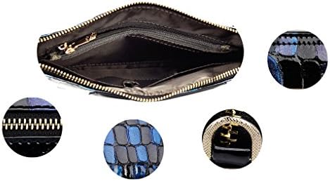 QISHI YUHUA MD Womens Korean Fashion Trend Black Genuine Leather Hand Shoulder Bag Messenger Bag