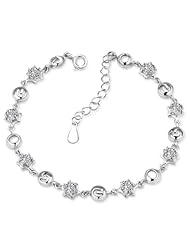 Honeystore Girls 925 Sterling Silver Swiss Diamond Bracelet Color White Length 7.68 inch