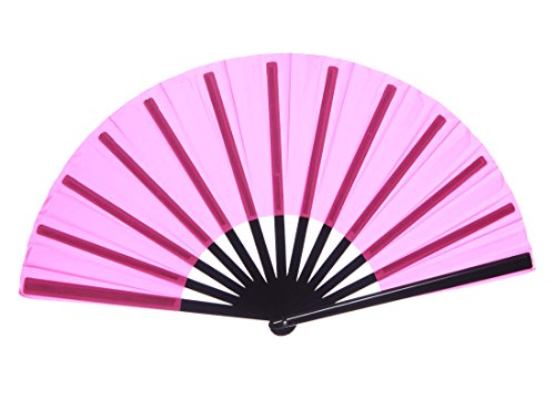Chinese Nylon-Cloth Fan for Ladies (Hot Pink)