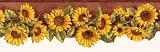 Kitchen and Bath Essentials Country Yellow Sunflowers Flowers on Red Scalloped Wallpaper Border