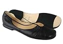 TARYN ROSE Bijou Black Leather Ballerina Flats