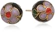 Gold Filled 8mm Pearl, Enamel and Rose Quartz Stud Earrings