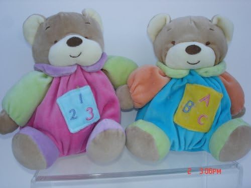 Ultra Soft My First Baby Teddy Bear Toy Rattle Stuffed Animal, 7 Inches Tall, Pink and Blue,2 Pcs Set