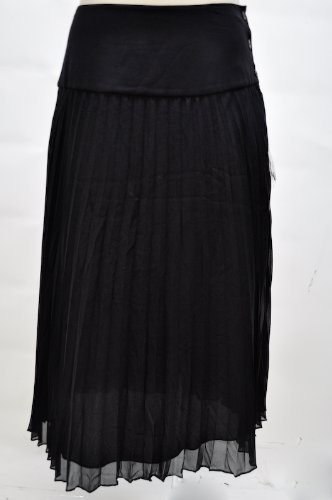 Anne Klein Navy Silk Pleated Drop Waist Skirt