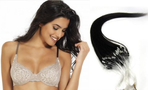 loop micro Remy Human Hair Extensions 50 Grams 100s 22 Inch,#1-3 jet black