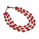 Glass Beads Red Multi-Strand Necklace-Oval "Knot Your Ordinary Glass Multi-Strand Necklace ...