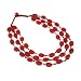 Glass Beads Red Multi-Strand Necklace-Oval 