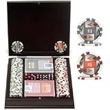 Poker Chip Set with Mahogany Case: 100 Chips