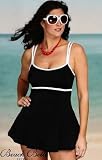 Beach Belle Domino Empire Swimdress Swimsuit - Plus Size Swimsuit Plus Size Swimsuit